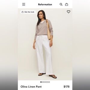 Reformation White Olina Linen Pants